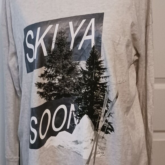 NEW Offline by Aerie Heather Gray Cotton Oversized Graphic‎ T-shirt Size L - Picture 2 of 10